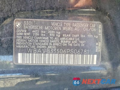 Zdjęcie 12 z 12 samochodu: 2006 BMW 330 I VIN:WBAVB33506PS06781 - miniatura