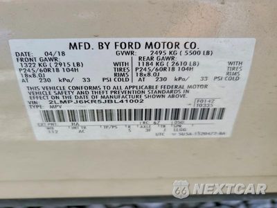Zdjęcie 13 z 13 samochodu: 2018 LINCOLN MKX SELECT VIN:2LMPJ6KR5JBL41002 - miniatura