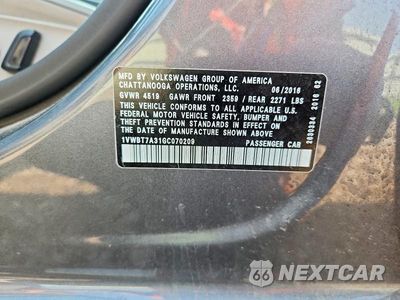 Zdjęcie 12 z 12 samochodu: 2016 VOLKSWAGEN PASSAT 2.0T WAGON LUXURY VIN:1VWBT7A31GC070209 - miniatura