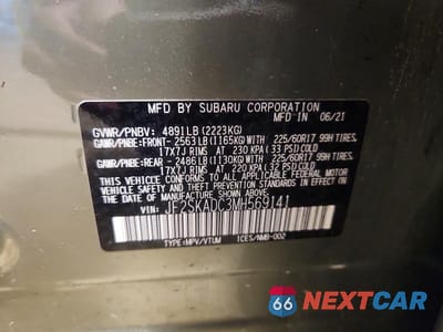 Zdjęcie 13 z 13 samochodu: 2021 SUBARU FORESTER VIN:JF2SKADC3MH569141 - miniatura