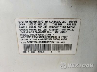 Zdjęcie 14 z 14 samochodu: 2010 HONDA PILOT TOURING VIN:5FNYF3H93AB001295 - miniatura