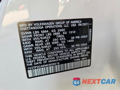 Zdjęcie 14 z 14 samochodu: 2021 VOLKSWAGEN ATLAS SEL PREMIUM VIN:1V2TP2CA5MC609919 - miniatura