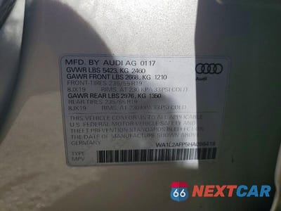 Zdjęcie 13 z 13 samochodu: 2017 AUDI Q5 PREMIUM PLUS VIN:WA1L2AFP5HA096418 - miniatura