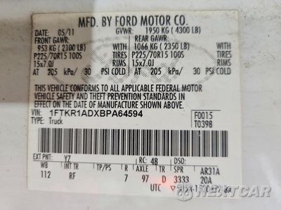 Zdjęcie 12 z 12 samochodu: 2011 FORD RANGER VIN:1FTKR1ADXBPA64594 - miniatura