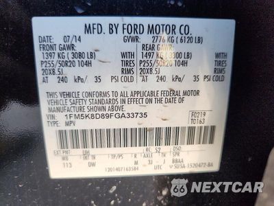 Zdjęcie 13 z 13 samochodu: 2015 FORD EXPLORER XLT VIN:1FM5K8D89FGA33735 - miniatura