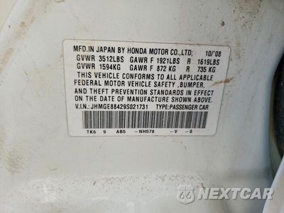 Zdjęcie 13 z 13 samochodu: 2009 HONDA FIT SPORT VIN:JHMGE88429S021731 - miniatura