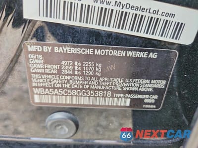 Zdjęcie 12 z 12 samochodu: 2016 BMW 528 I VIN:WBA5A5C58GG353818 - miniatura