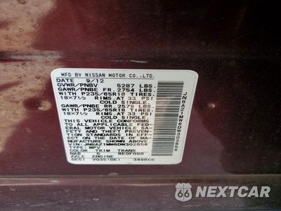 Zdjęcie 14 z 14 samochodu: 2013 NISSAN MURANO S VIN:JN8AZ1MW6DW302656 - miniatura