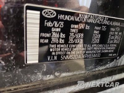 Zdjęcie 13 z 13 samochodu: 2023 HYUNDAI SANTA FE SEL VIN:5NMS2DAJ4PH554430 - miniatura