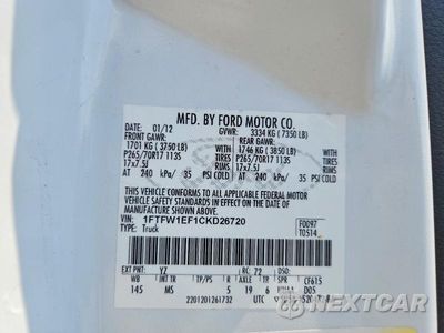 Zdjęcie 12 z 12 samochodu: 2012 FORD F150 SUPERCREW VIN:1FTFW1EF1CKD26720 - miniatura