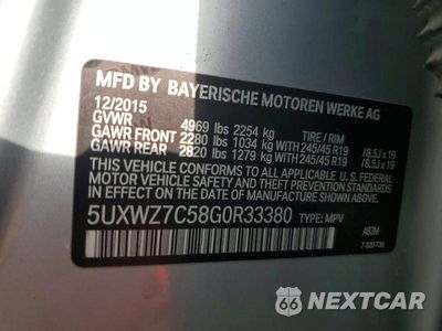 Zdjęcie 12 z 12 samochodu: 2016 BMW X3 SDRIVE28I VIN:5UXWZ7C58G0R33380 - miniatura