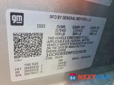 Zdjęcie 12 z 12 samochodu: 2023 CHEVROLET SILVERADO K1500 RST VIN:1GCRDEED5PZ115039 - miniatura