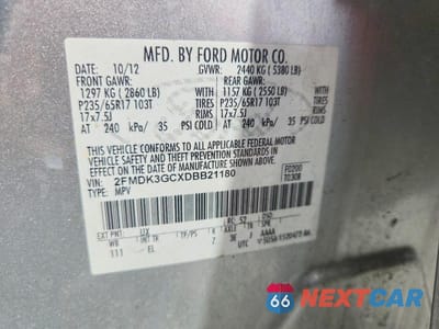 Zdjęcie 13 z 13 samochodu: 2013 FORD EDGE SE VIN:2FMDK3GCXDBB21180 - miniatura