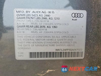 Zdjęcie 13 z 13 samochodu: 2016 AUDI Q5 PREMIUM PLUS VIN:WA1L2AFP3GA047023 - miniatura
