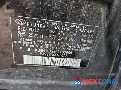 Zdjęcie 12 z 12 samochodu: 2012 HYUNDAI AZERA BASE VIN:KMHFH4JG6CA133894 - miniatura