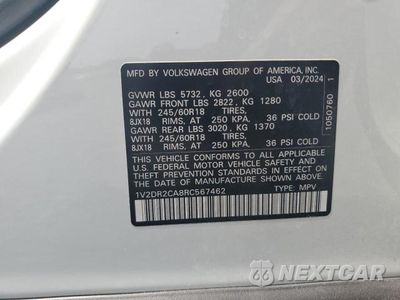 Zdjęcie 13 z 13 samochodu: 2024 VOLKSWAGEN ATLAS SE VIN:1V2DR2CA8RC567462 - miniatura