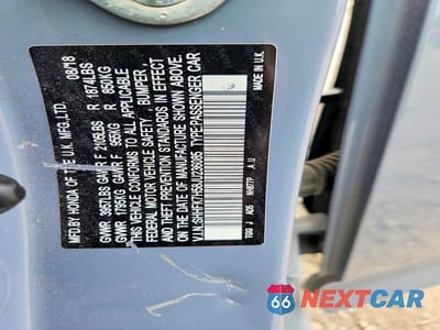 Zdjęcie 12 z 12 samochodu: 2018 HONDA CIVIC EX VIN:SHHFK7H58JU236085 - miniatura