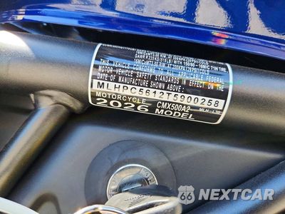 Zdjęcie 9 z 9 samochodu: 2026 HONDA CMX500 A2 VIN:MLHPC5612T5900258 - miniatura