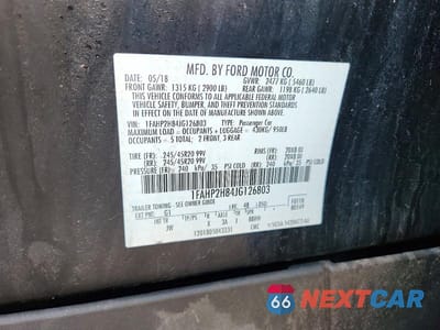 Zdjęcie 13 z 13 samochodu: 2018 FORD TAURUS SEL VIN:1FAHP2H84JG126803 - miniatura