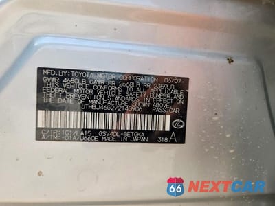 Zdjęcie 12 z 12 samochodu: 2007 LEXUS ES 350 VIN:JTHBJ46G272140906 - miniatura