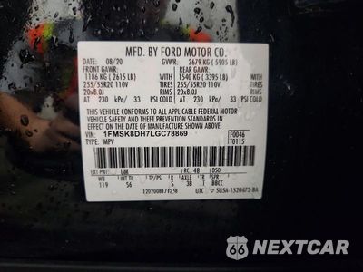 Zdjęcie 12 z 12 samochodu: 2020 FORD EXPLORER XLT VIN:1FMSK8DH7LGC78869 - miniatura