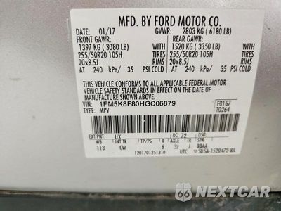 Zdjęcie 12 z 12 samochodu: 2017 FORD EXPLORER LIMITED VIN:1FM5K8F80HGC06879 - miniatura