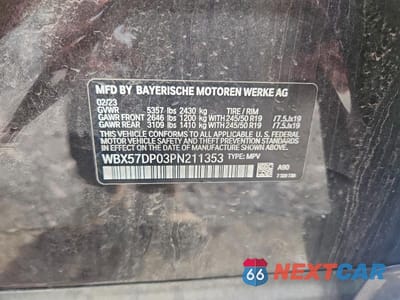 Zdjęcie 13 z 13 samochodu: 2023 BMW X3 XDRIVE30I VIN:WBX57DP03PN211353 - miniatura