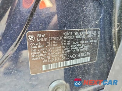 Zdjęcie 12 z 12 samochodu: 2012 BMW 750 LXI VIN:WBAKC8C56CC436535 - miniatura