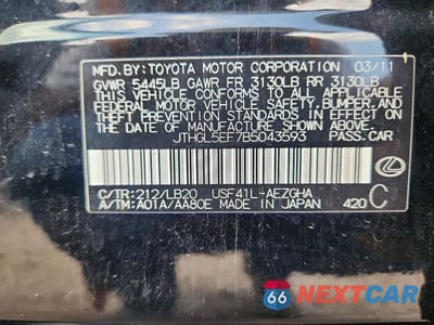 Zdjęcie 12 z 12 samochodu: 2011 LEXUS LS 460L VIN:JTHGL5EF7B5043593 - miniatura