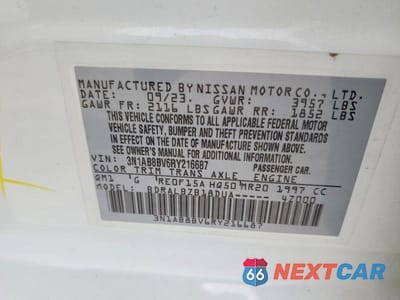 Zdjęcie 12 z 12 samochodu: 2024 NISSAN SENTRA S VIN:3N1AB8BV6RY216687 - miniatura