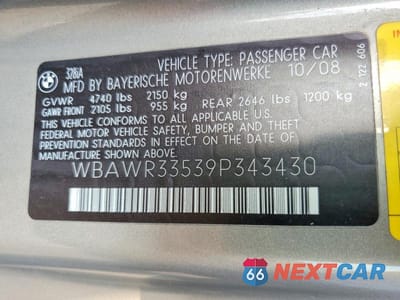 Zdjęcie 12 z 12 samochodu: 2009 BMW 328 I SULEV VIN:WBAWR33539P343430 - miniatura