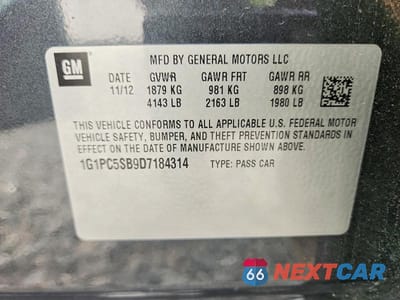 Zdjęcie 12 z 12 samochodu: 2013 CHEVROLET CRUZE LT VIN:1G1PC5SB9D7184314 - miniatura