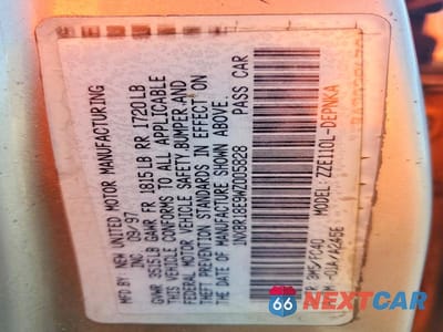 Zdjęcie 12 z 12 samochodu: 1998 TOYOTA COROLLA VE VIN:1NXBR18E9WZ005828 - miniatura