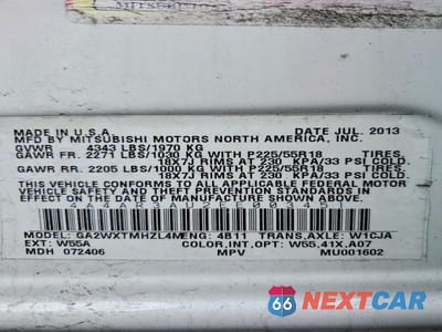 Zdjęcie 13 z 13 samochodu: 2014 MITSUBISHI OUTLANDER SPORT ES VIN:4A4AR3AU2EE003451 - miniatura