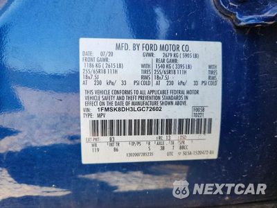 Zdjęcie 13 z 13 samochodu: 2020 FORD EXPLORER XLT VIN:1FMSK8DH3LGC72602 - miniatura