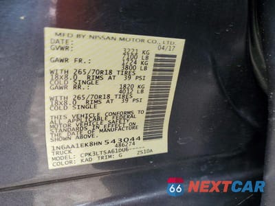Zdjęcie 12 z 12 samochodu: 2017 NISSAN TITAN S VIN:1N6AA1EK8HN543044 - miniatura
