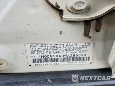 Zdjęcie 12 z 12 samochodu: 1998 HONDA ACCORD LX VIN:1HGCG5649WA255699 - miniatura