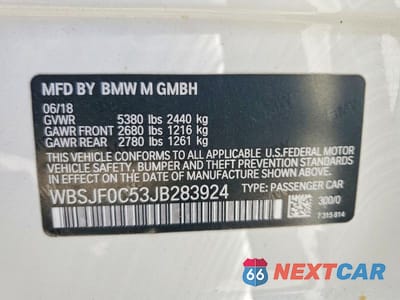 Zdjęcie 13 z 13 samochodu: 2018 BMW M5 VIN:WBSJF0C53JB283924 - miniatura