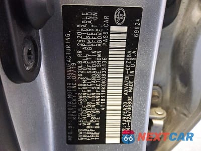 Zdjęcie 12 z 12 samochodu: 2019 TOYOTA CAMRY SE VIN:4T1B11HK0KU835136 - miniatura