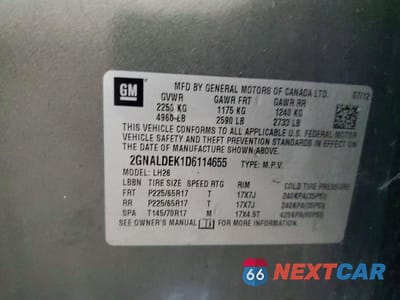 Zdjęcie 13 z 13 samochodu: 2013 CHEVROLET EQUINOX LT VIN:2GNALDEK1D6114655 - miniatura