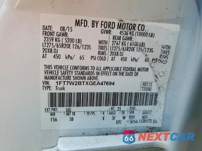 Zdjęcie 12 z 12 samochodu: 2016 FORD F250 SUPER DUTY VIN:1FT7W2BTXGEA47694 - miniatura