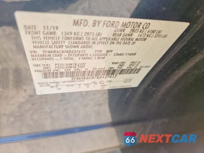 Zdjęcie 12 z 12 samochodu: 2019 FORD FLEX SEL VIN:2FMHK6C87KBA37612 - miniatura