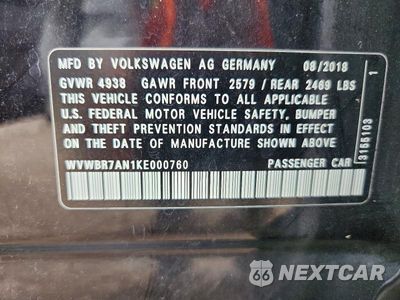 Zdjęcie 12 z 12 samochodu: 2019 VOLKSWAGEN ARTEON SE VIN:WVWBR7AN1KE000760 - miniatura