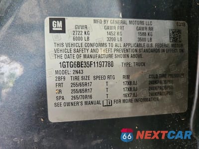 Zdjęcie 13 z 13 samochodu: 2015 GMC CANYON SLE VIN:1GTG6BE35F1197780 - miniatura