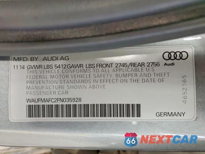 Zdjęcie 12 z 12 samochodu: 2015 AUDI A6 PREMIUM PLUS VIN:WAUFMAFC2FN035928 - miniatura