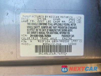Zdjęcie 13 z 13 samochodu: 2008 NISSAN SENTRA 2.0/2.0S/2.0SL VIN:3N1AB61E68L762004 - miniatura