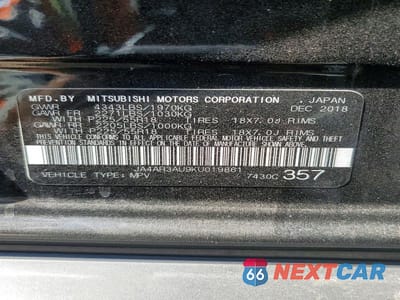 Zdjęcie 12 z 12 samochodu: 2019 MITSUBISHI OUTLANDER SPORT ES VIN:JA4AR3AU9KU019861 - miniatura