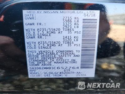 Zdjęcie 13 z 13 samochodu: 2018 NISSAN PATHFINDER SL VIN:5N1DR2MM8JC652764 - miniatura