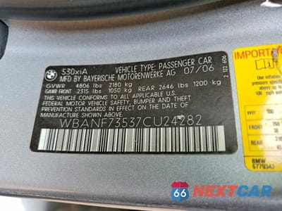Zdjęcie 12 z 12 samochodu: 2007 BMW 530 XI VIN:WBANF73537CU24282 - miniatura