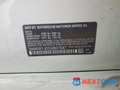 Zdjęcie 12 z 12 samochodu: 2020 BMW 330I 4D VIN:3MW5R1J03L8B07647 - miniatura